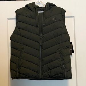 Ralph Lauren Olive Hooded Puffer Vest (Large)